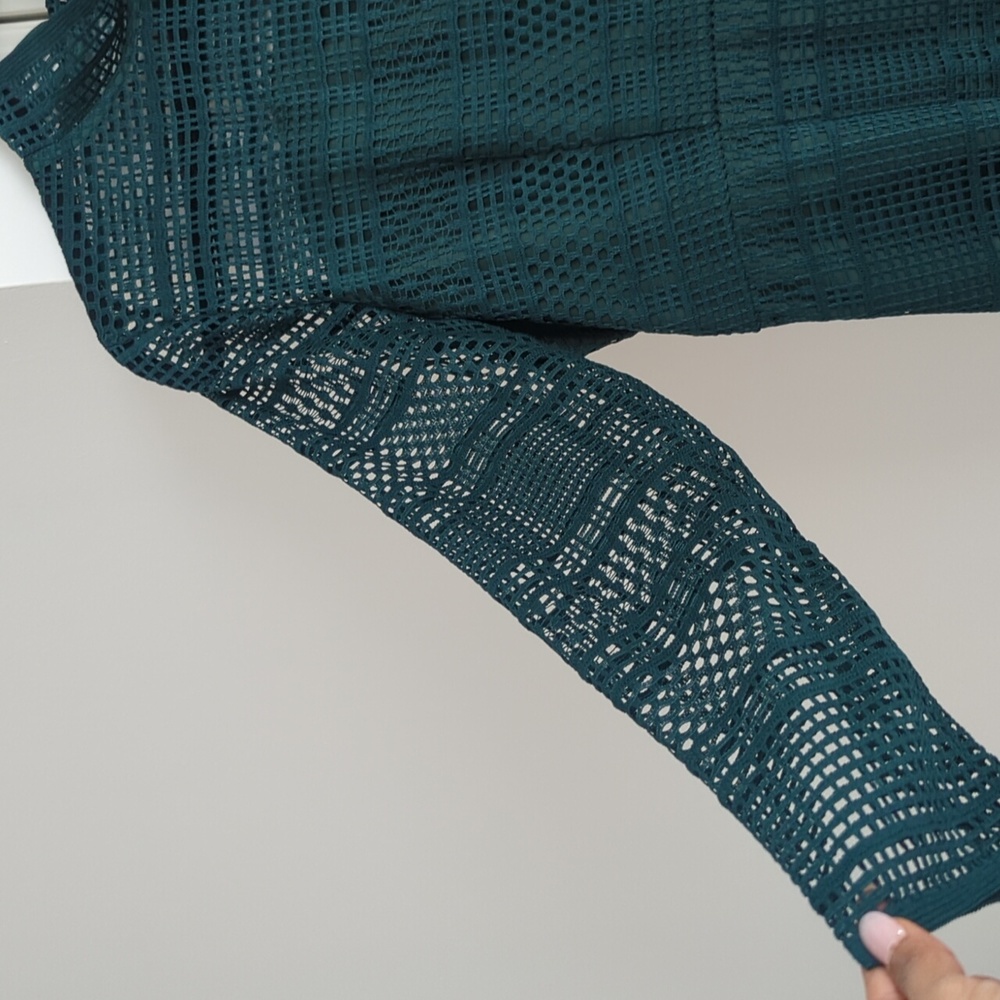 Dark green mesh pattern dress Large - Picture 3 of 8